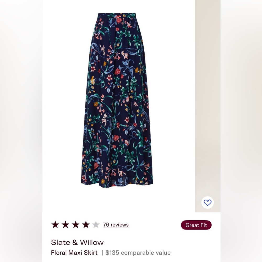 Slate & Willow Navy Floral Maxi Skirt